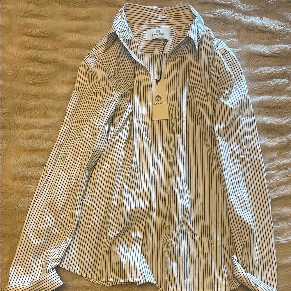 Babaton Striped Button-Up Shirt